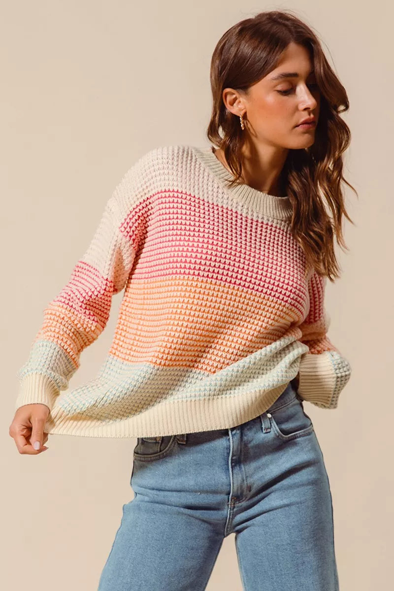 Margot Knit Sweater in Oatmeal Colorblock OATMEAL COMBO 5