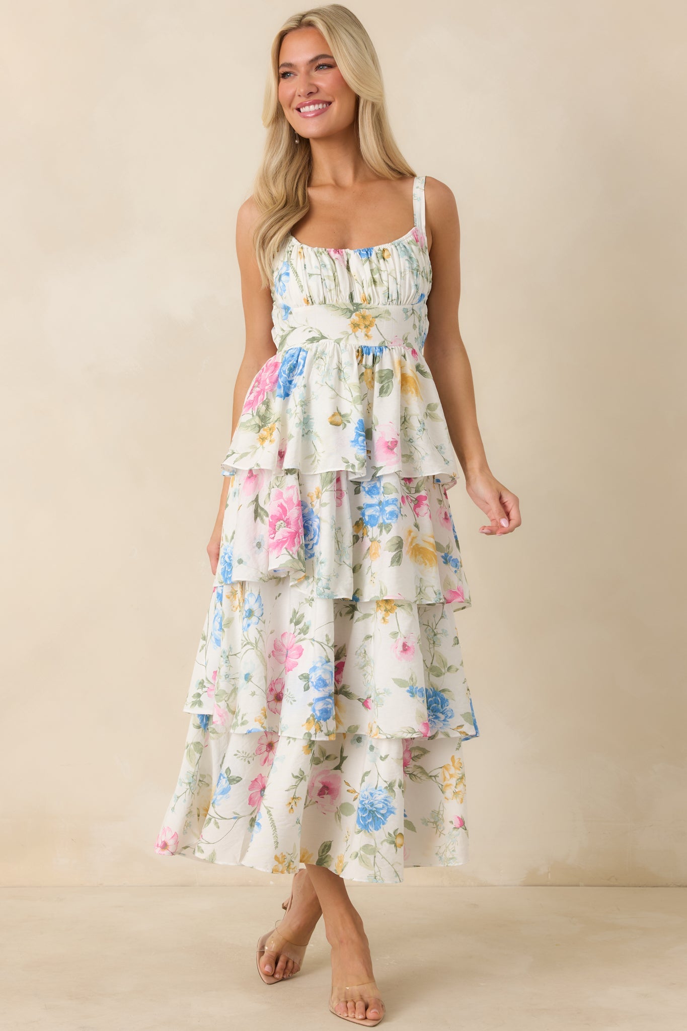 Celeste Floral Maxi Dress White 5
