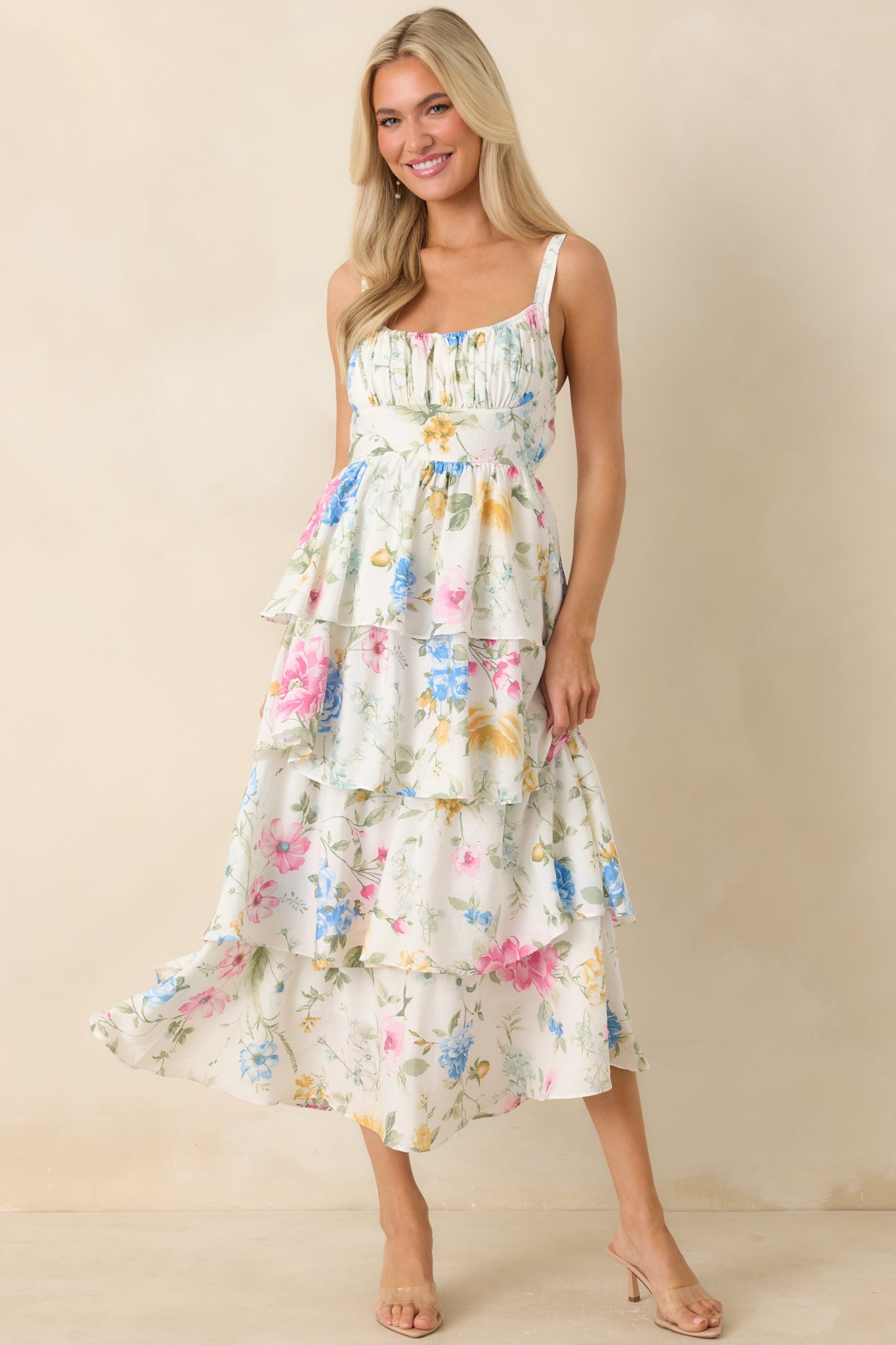 Celeste Floral Maxi Dress White 6