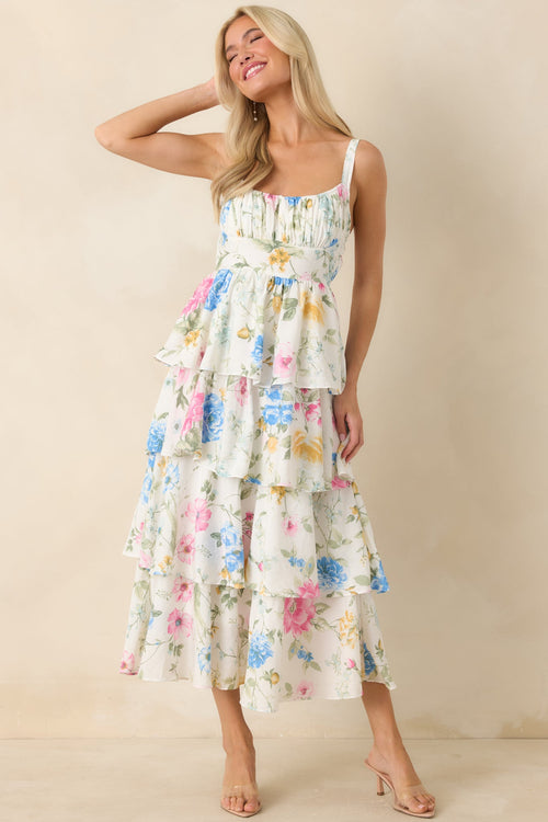 Celeste Floral Maxi Dress White 1