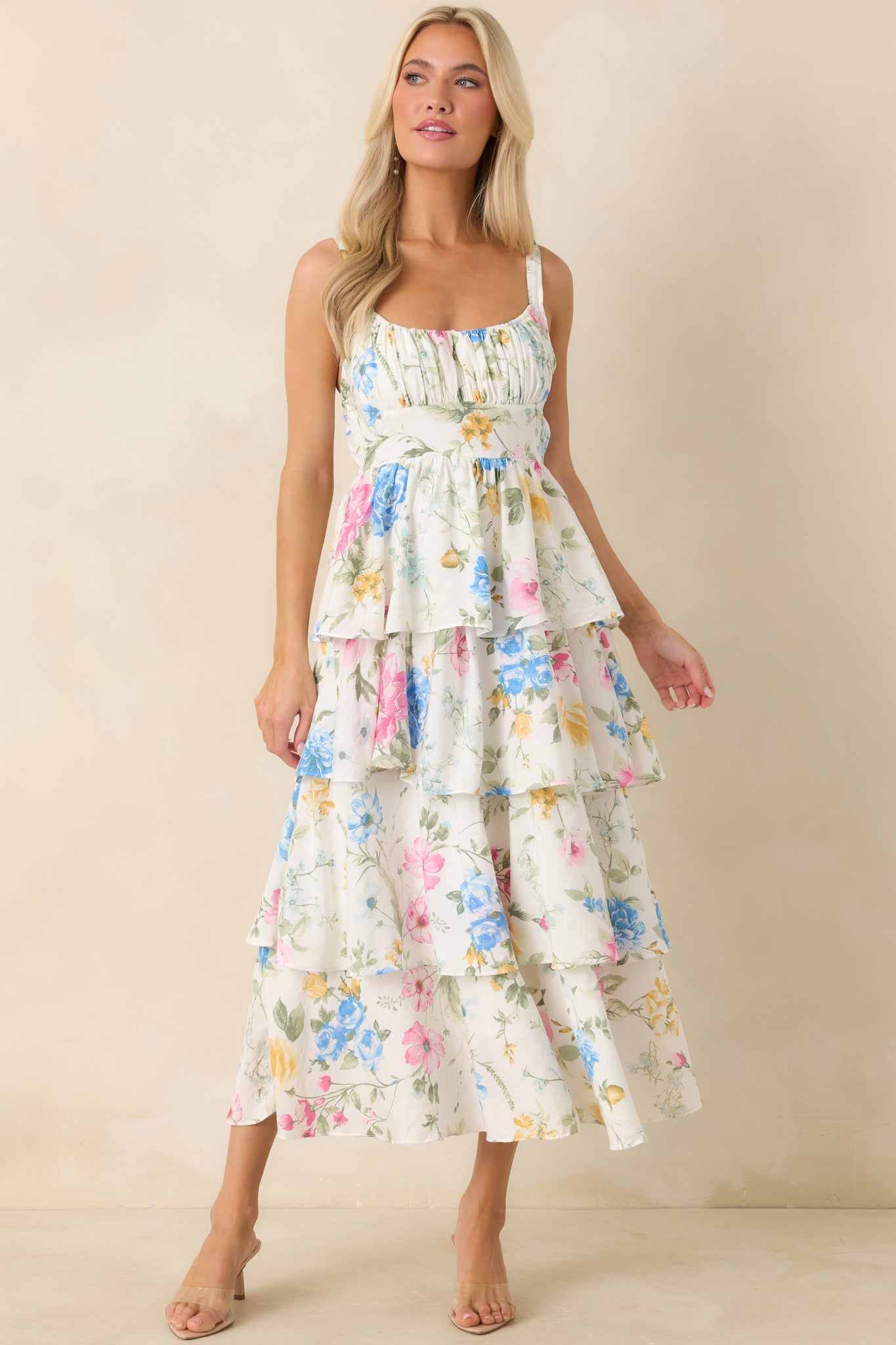 Celeste Floral Maxi Dress White 7