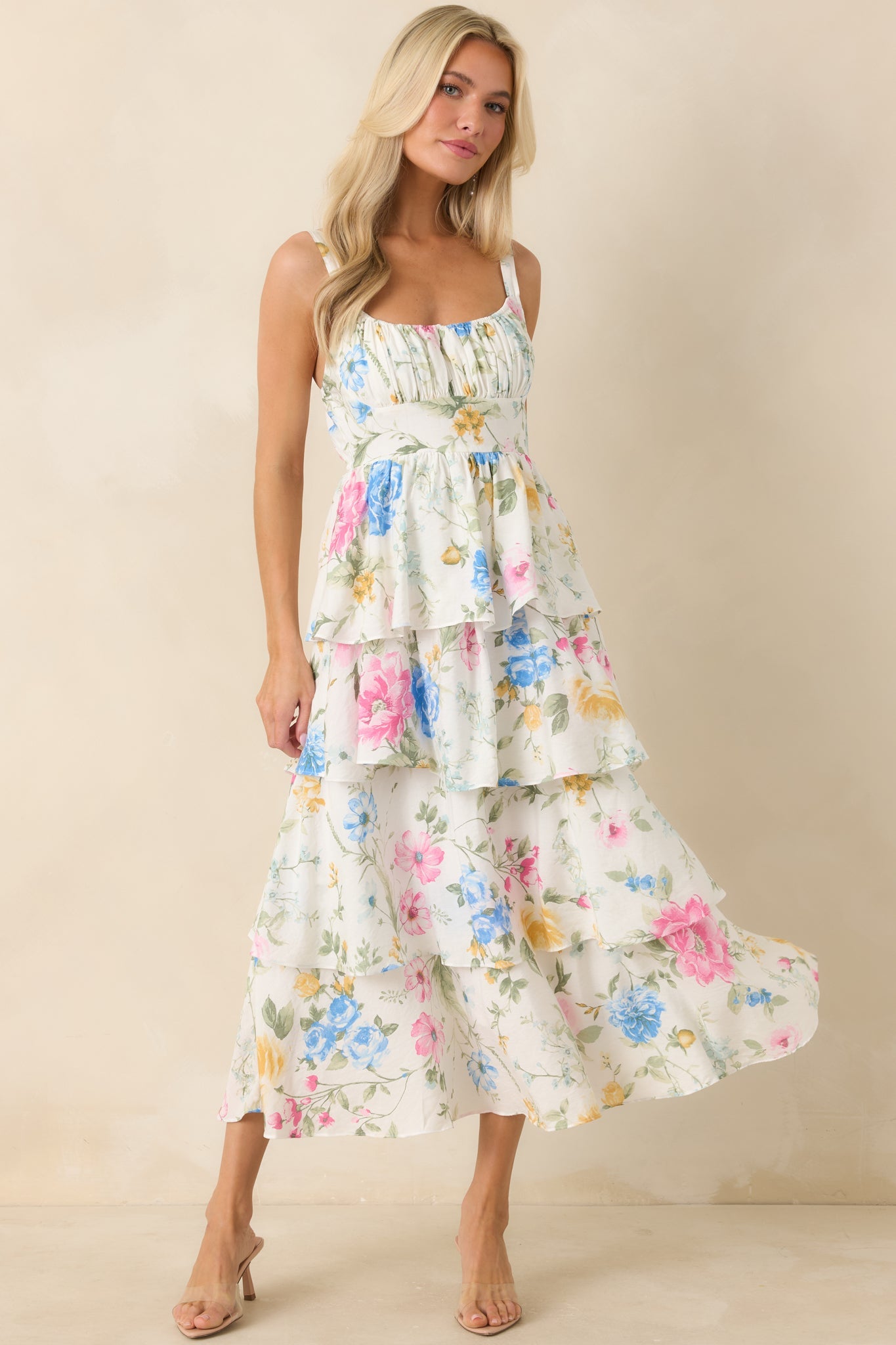 Celeste Floral Maxi Dress White 4