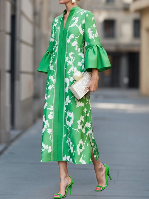 Margot Floral Maxi Dress Green 1