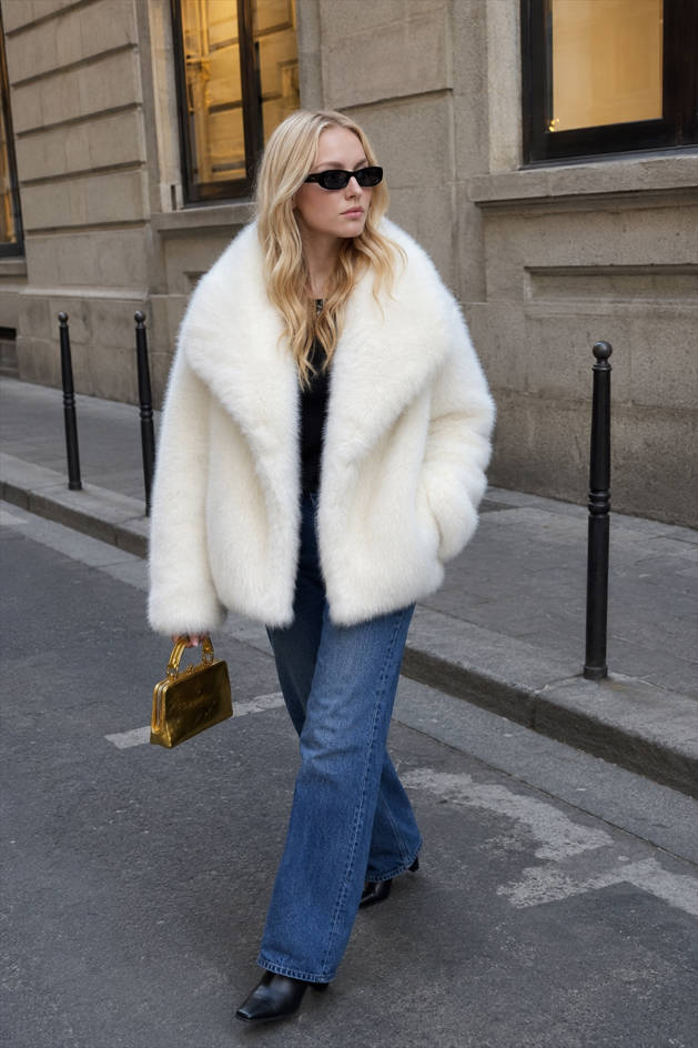 Margot Sherpa Jacket in White White 2