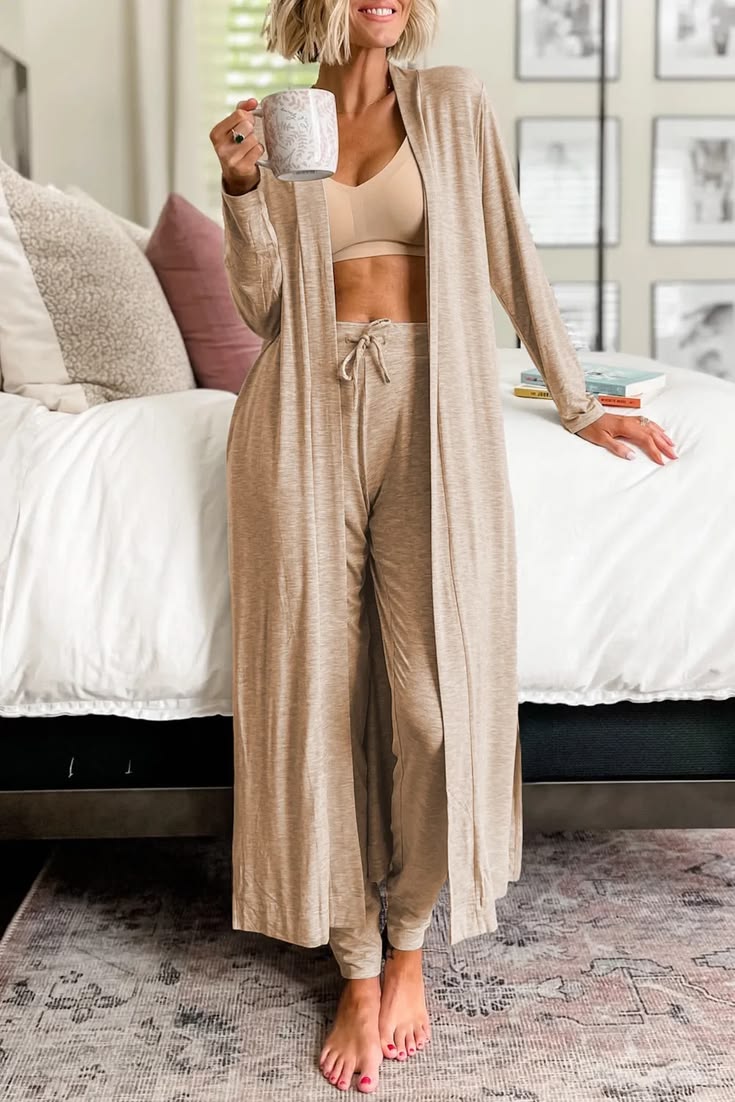 Margot Long Cardigan Lounge Set Gray 1