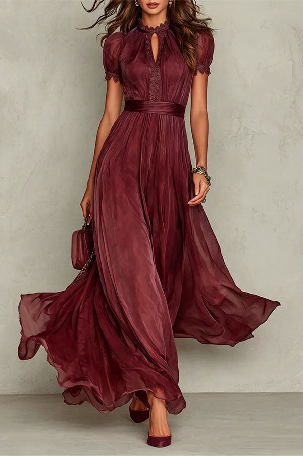 Ophelia Chiffon Maxi Dress Wine Red 10