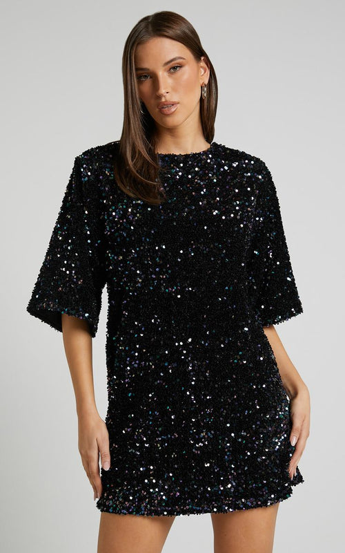 Ambrose Sequin Mini Dress Blue 1