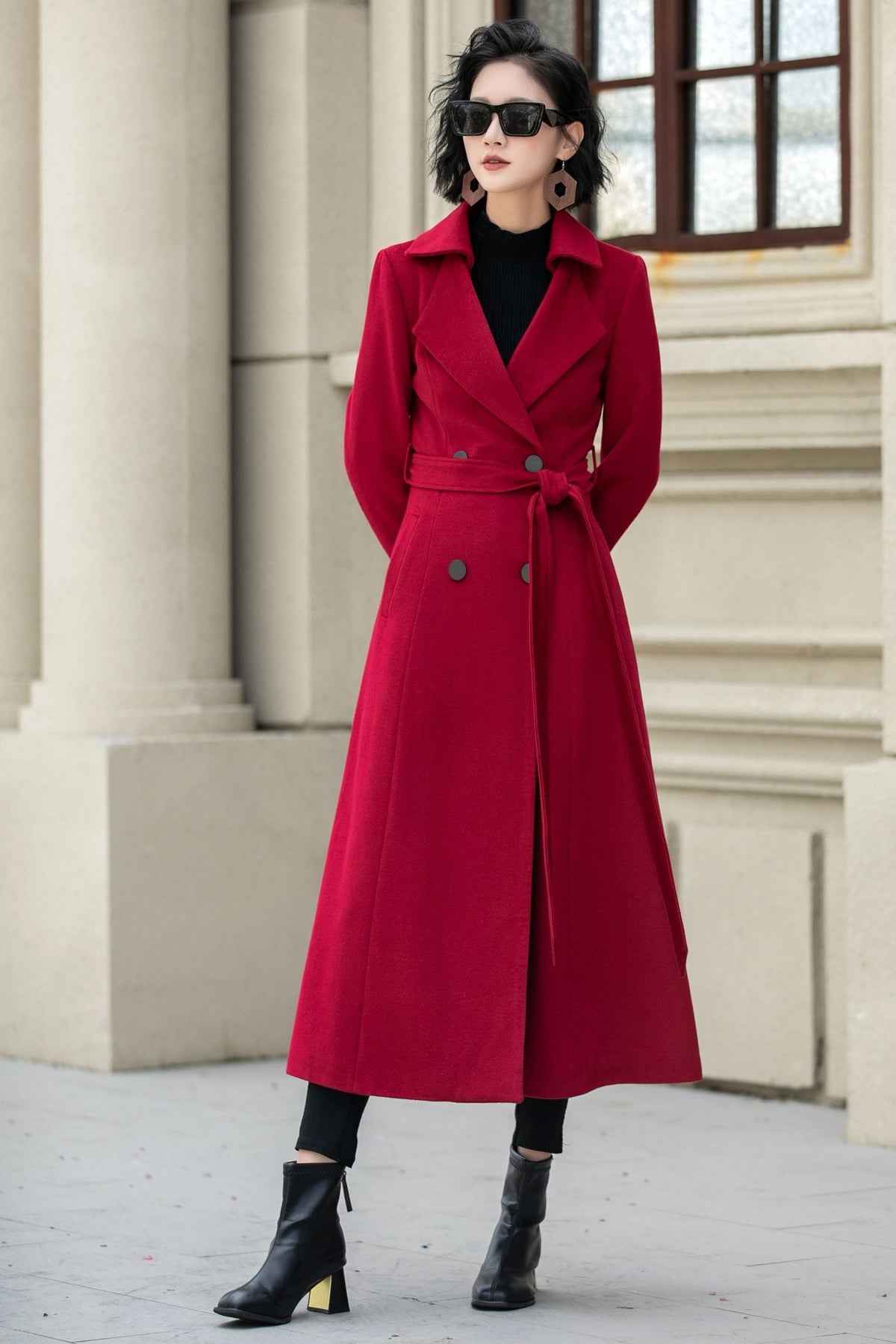 Margot Wool Maxi Coat Red 5
