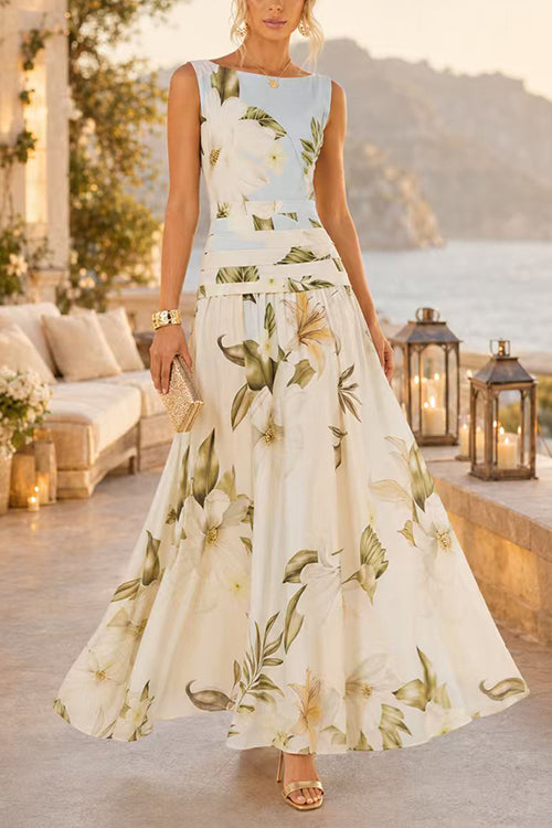 Margot Floral Linen Maxi Dress Pink 8