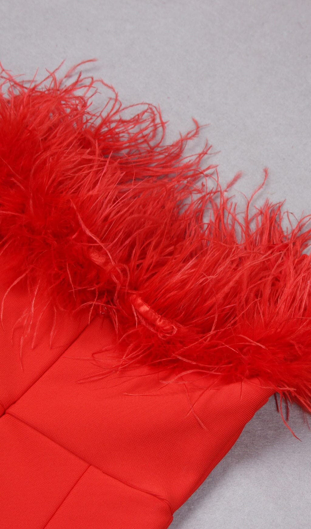 Minerva Feather Strapless Gown Red 7