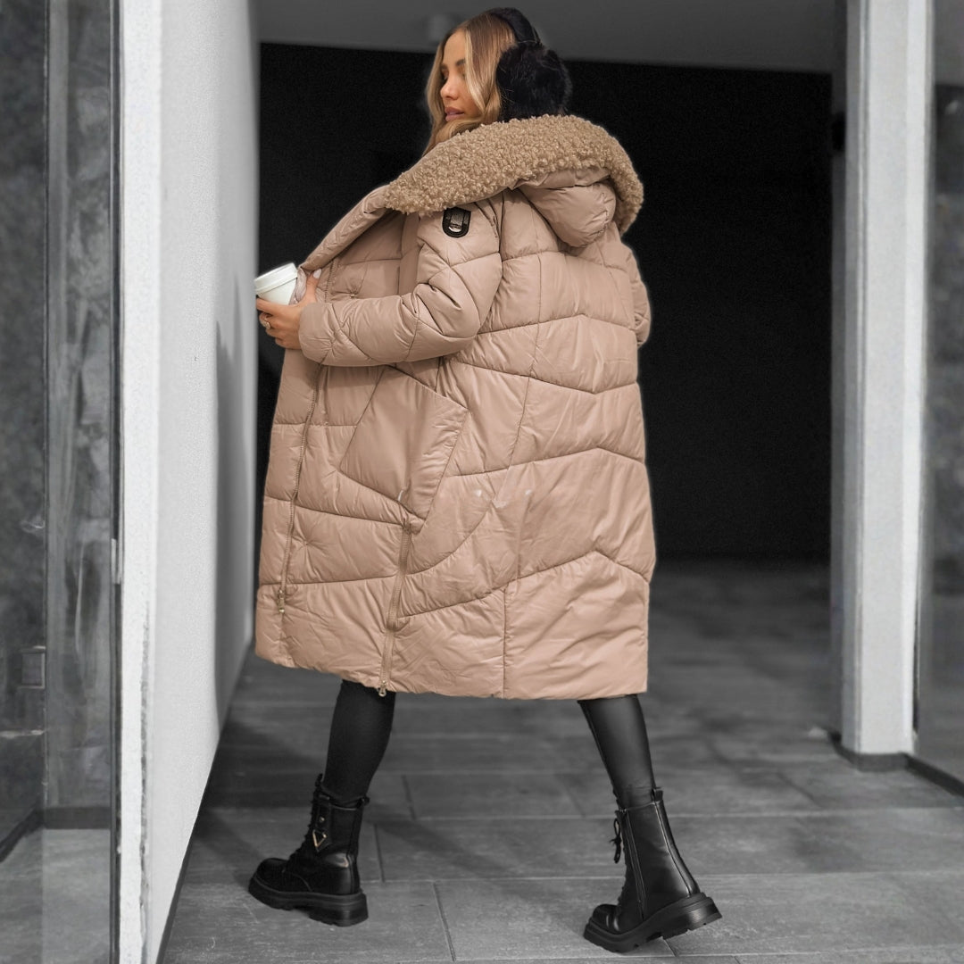 Alys Quilted Coat with Hood Beige 6