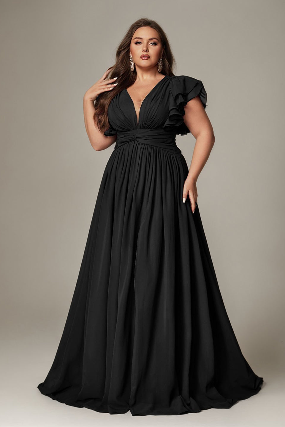Valentina Ruffle Maxi Dress in Chocolate Brown 4