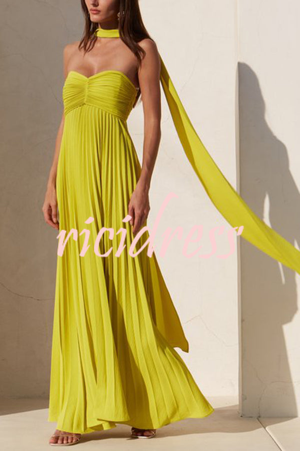 Arabella Pleated Off-Shoulder Maxi Dress Yellow 5