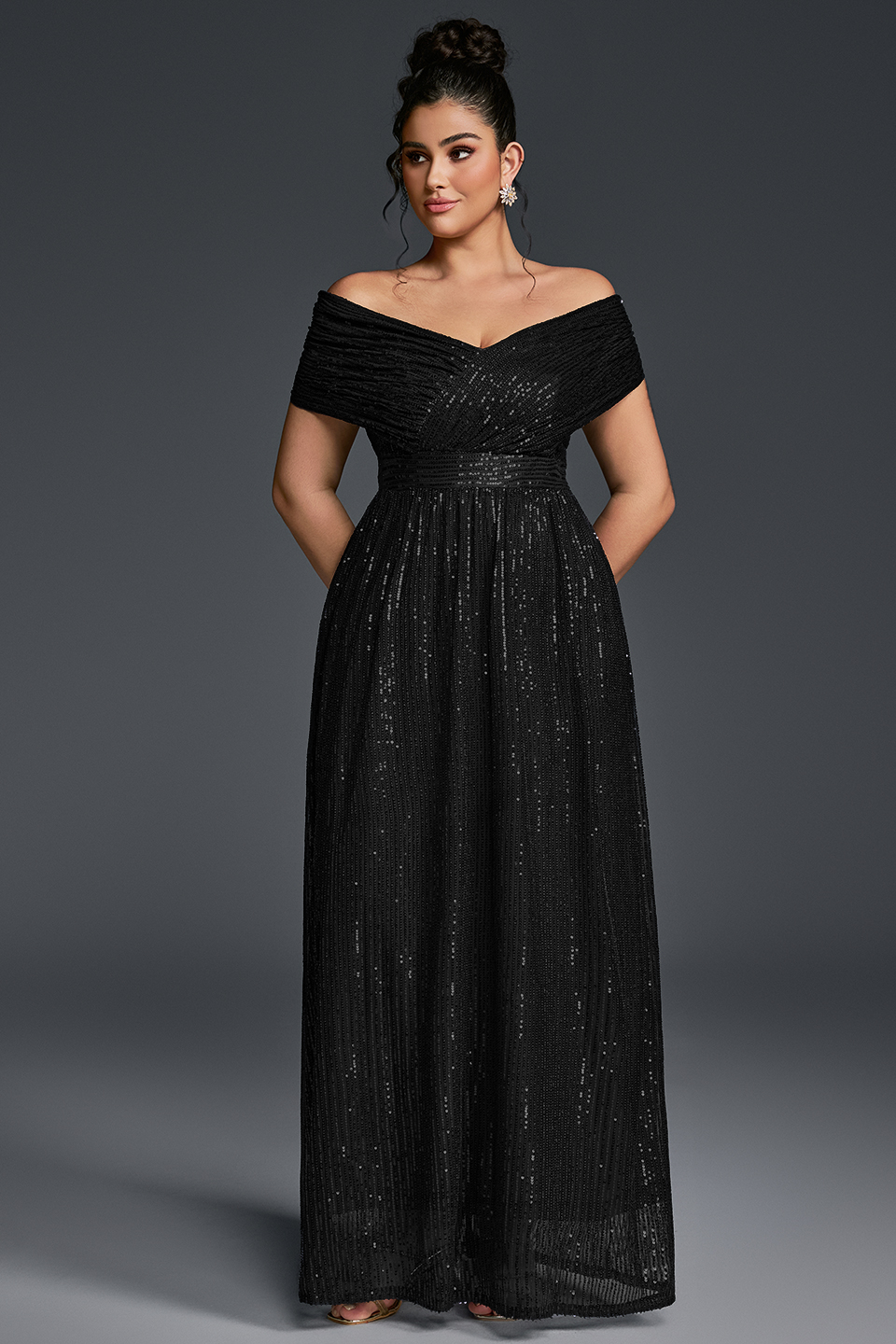 Valentina Sequin Maxi Dress in Emerald Blue 6
