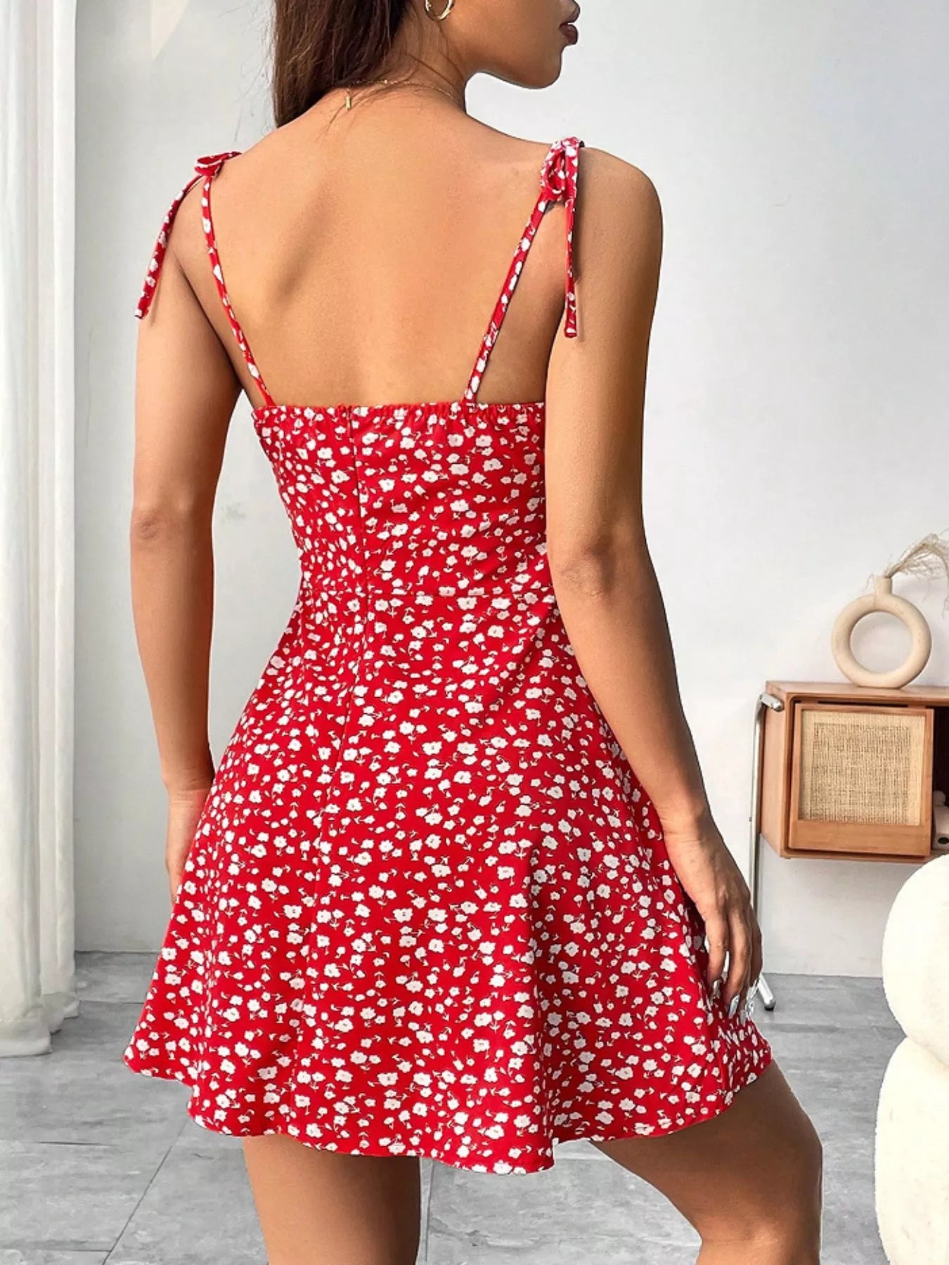 Margot Floral Tie-Strap Mini Dress Light Yellow 8