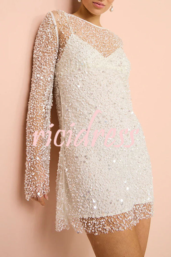 Celestine Sequin Mini Dress White 7