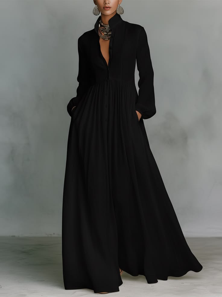 Isabella Romantic Maxi Dress in Black Black 1