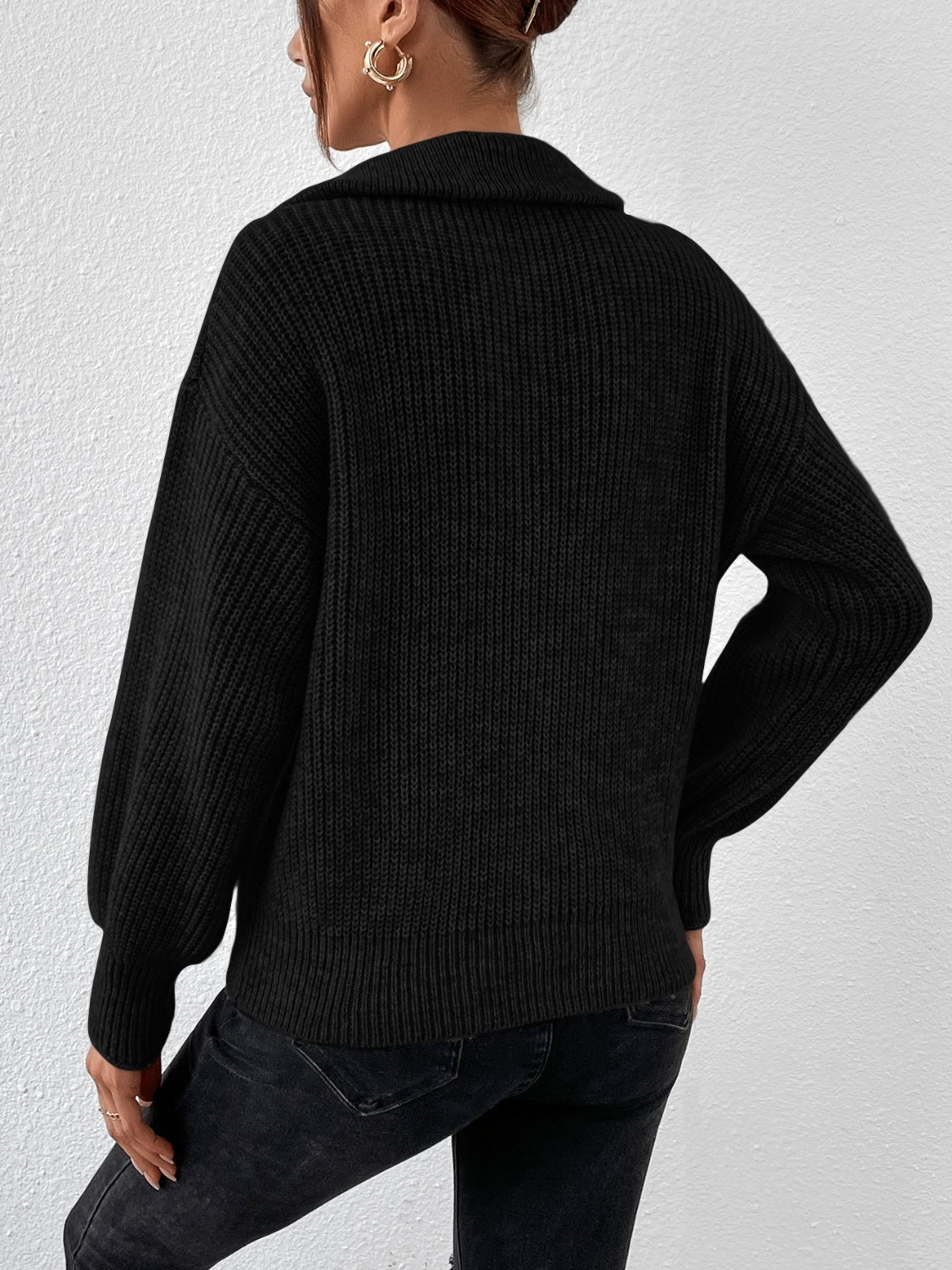 Honey Half-Zip Dropped Shoulder Sweater Taupe 9