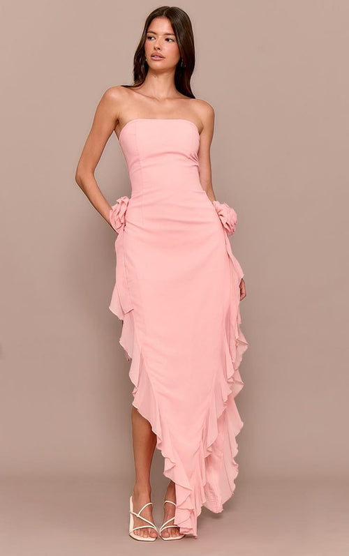 Liora Floral Corset Midi Dress Blush 1