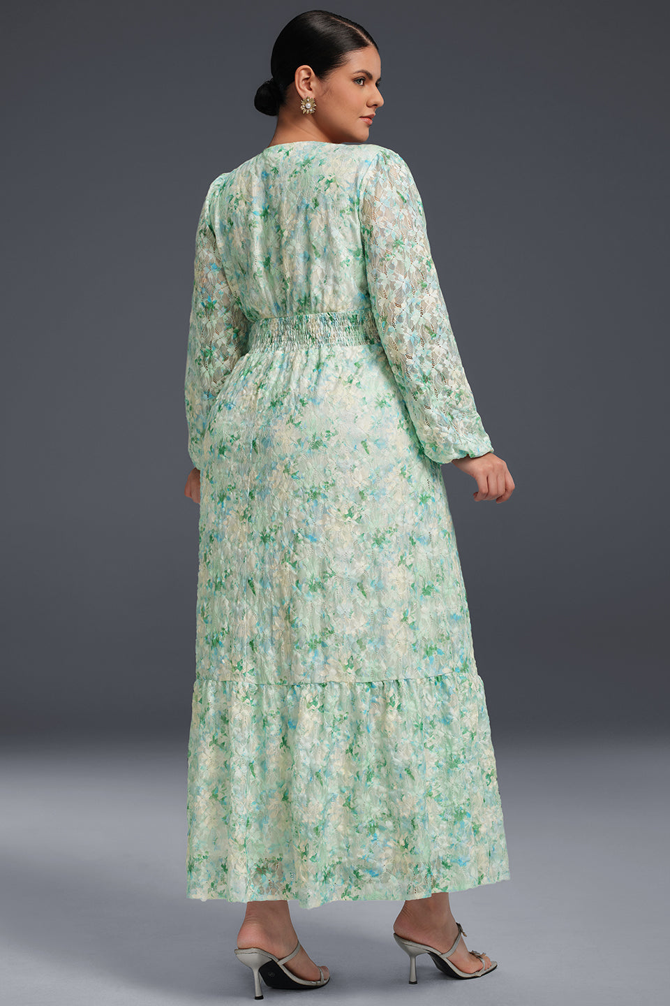 Isabelle Floral Pleated Maxi Dress Neck Floral Maxi Dress 2