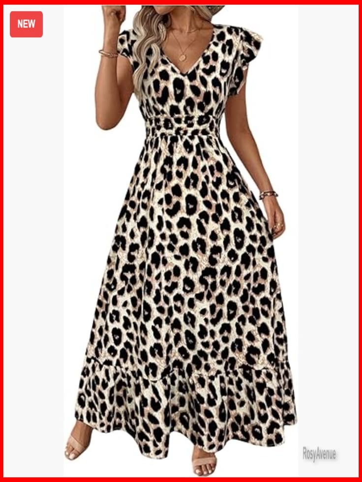 Junia Leopard A-Line Maxi Dress Chocolate 1