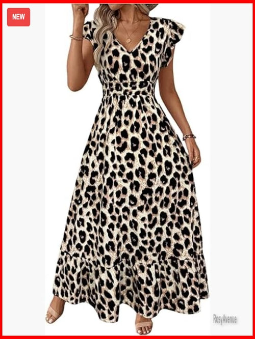 Junia Leopard A-Line Maxi Dress Chocolate 1