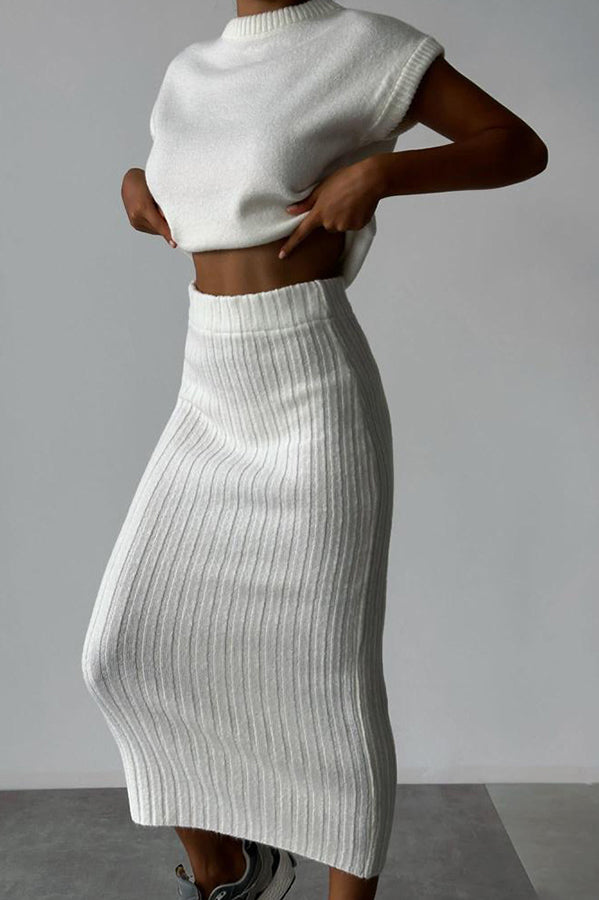 Celeste Ribbed Knit Midi Set Black 9