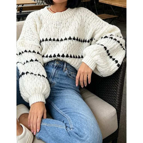 Hana Cable Knit Pullover Beige 1