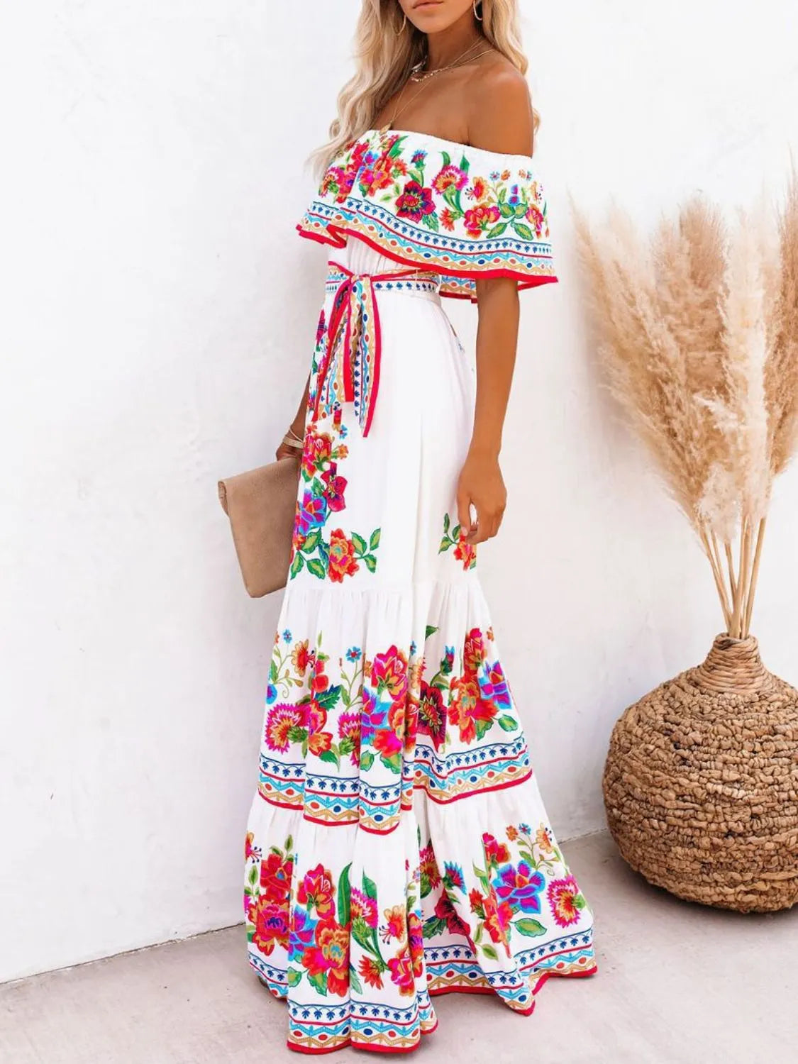 Aurelia Floral Off-Shoulder Maxi Dress Blue 5