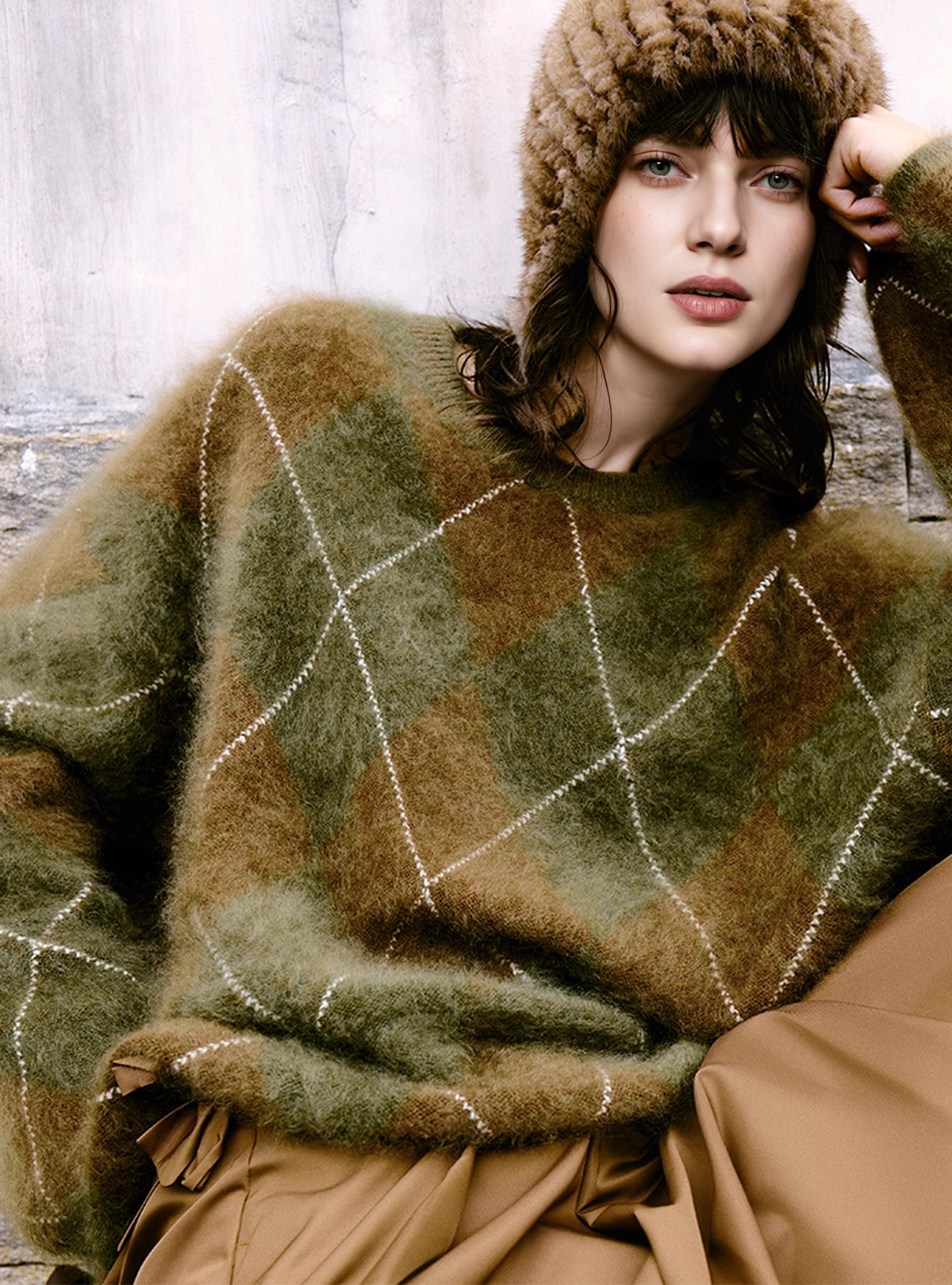 Halcyon Cashmere Diamond Knit Multi 4