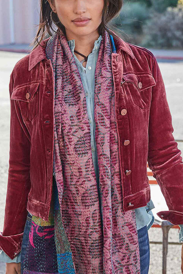 Margot Velvet Button-Up Jacket Pink 6
