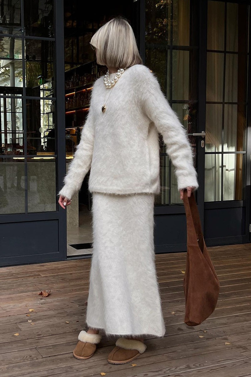 Isabelle Knit Midi Set in Cream White 2