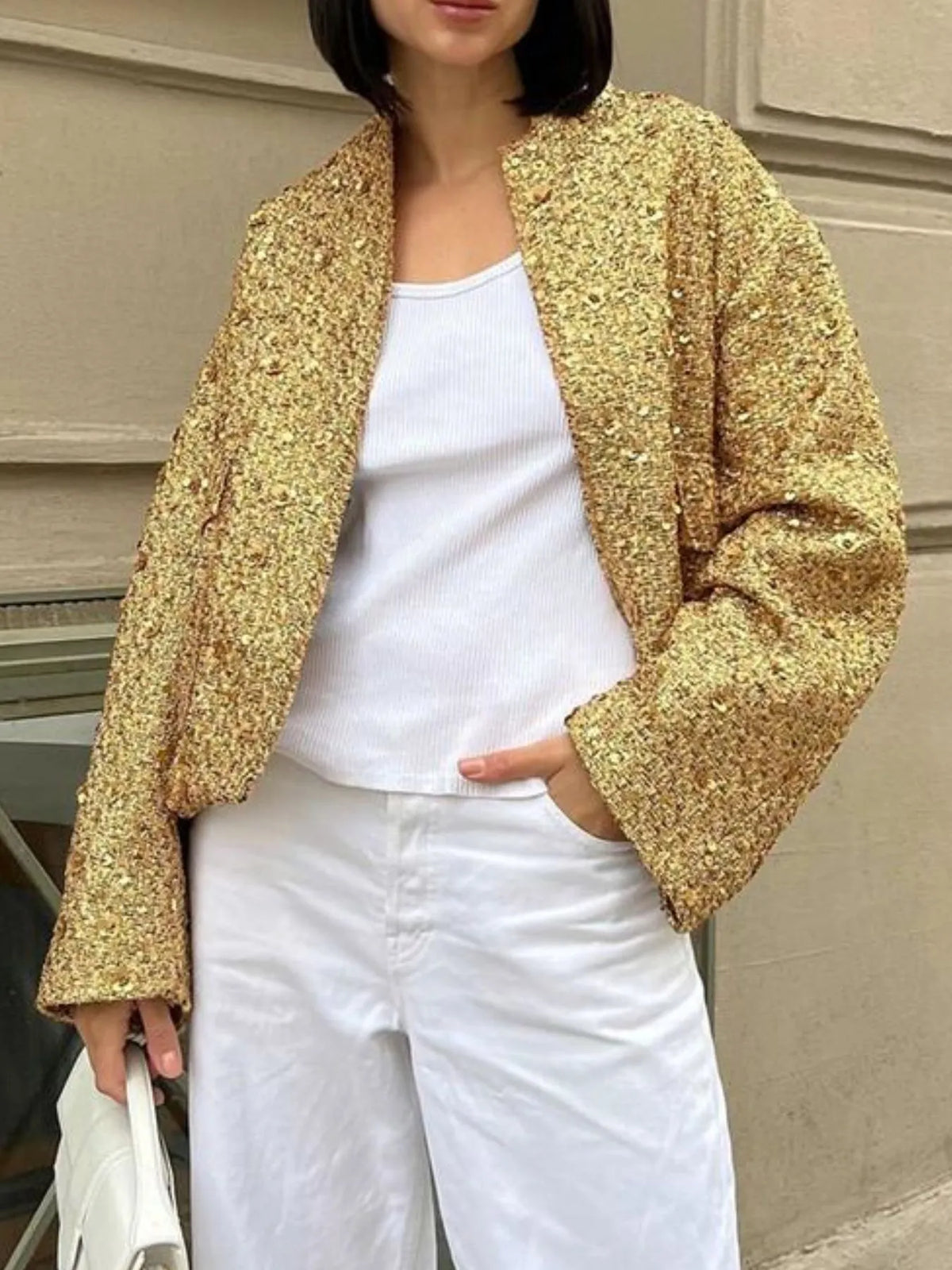 Margot Sequin Blazer Jacket Gold 3