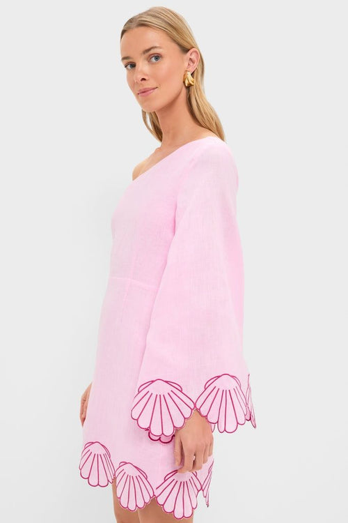 Surina One-Shoulder Mini Dress in Blush 1
