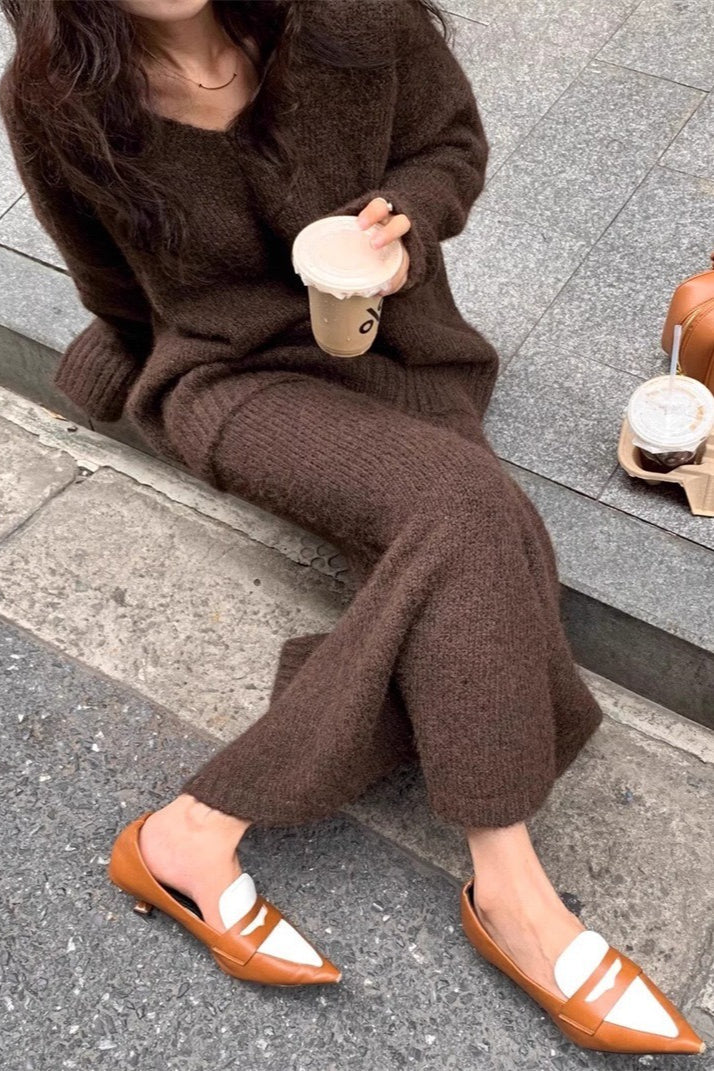 Margot V-Neck Knit & Mermaid Skirt Set Apricot 2
