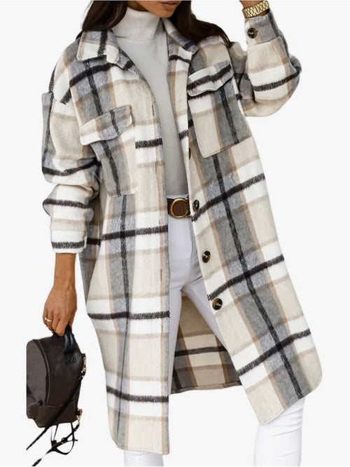 Margot Plaid Trench Coat Cream 1
