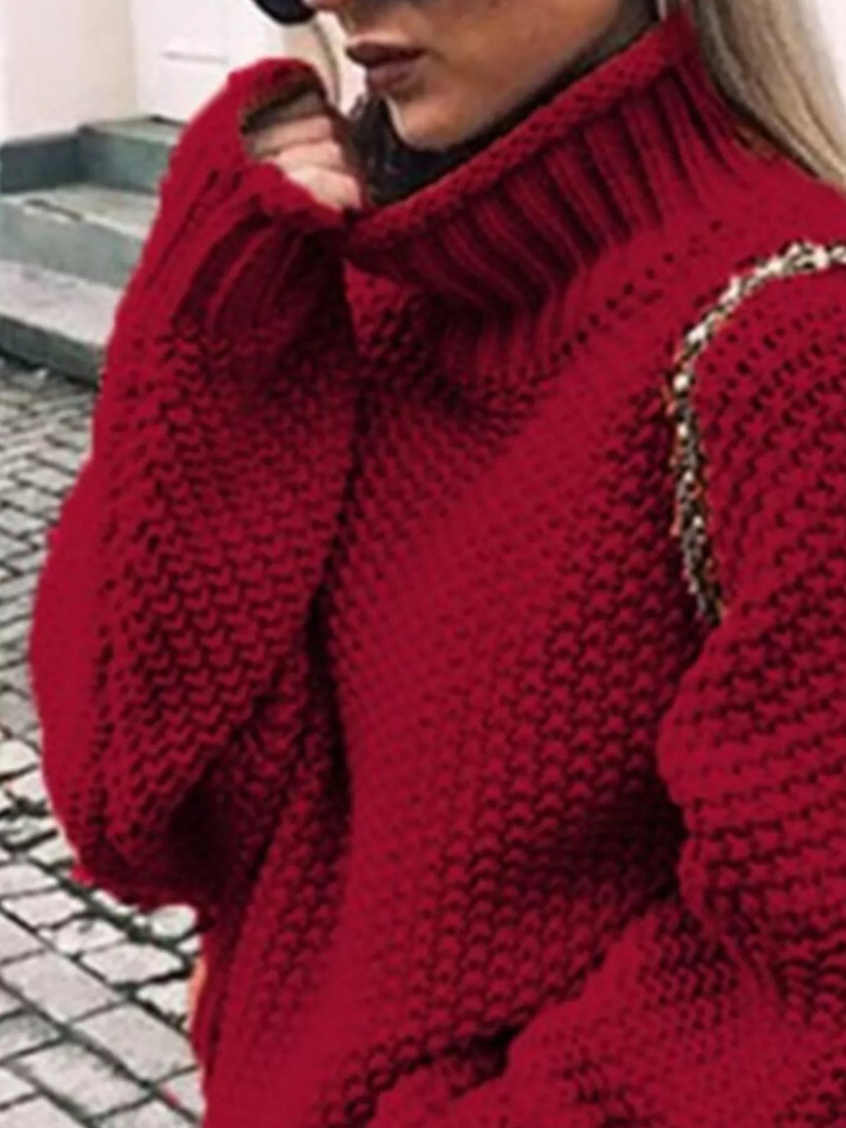 Margot Chunky Knit Turtleneck Sweater Grey 2