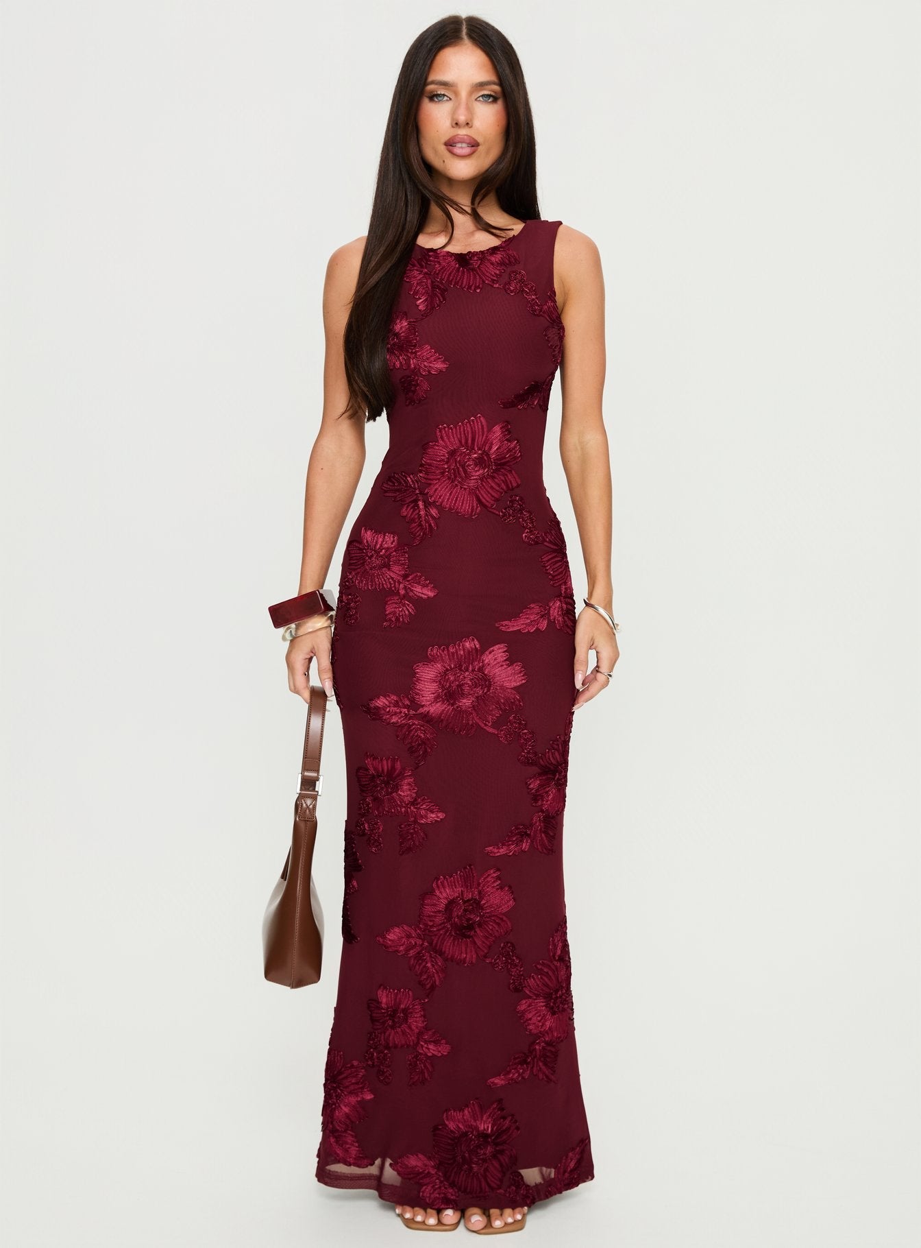 Fionna Floral Maxi Dress Burgundy 7