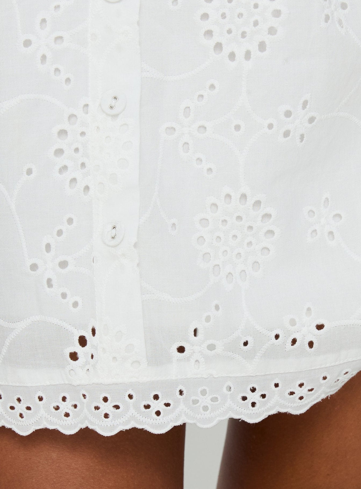 Gabbey Anglaise V-Neck Mini Dress White 7