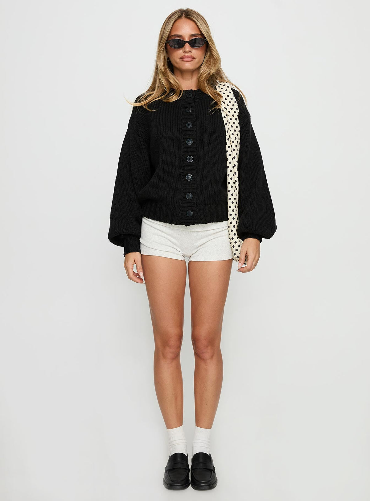 Edern Satin Cardigan in Black Black 7