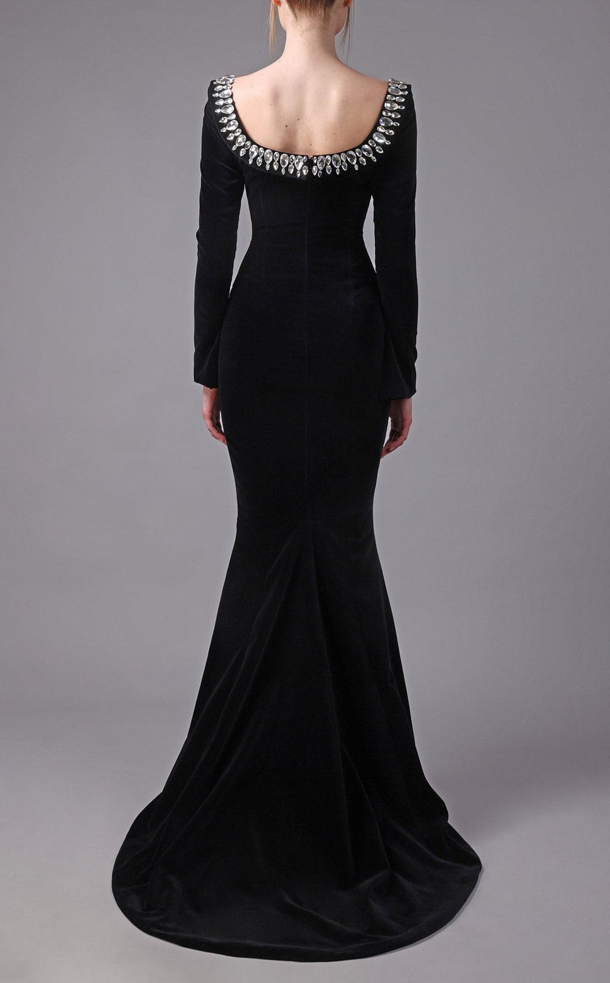 Solene White Satin Gown Black 2