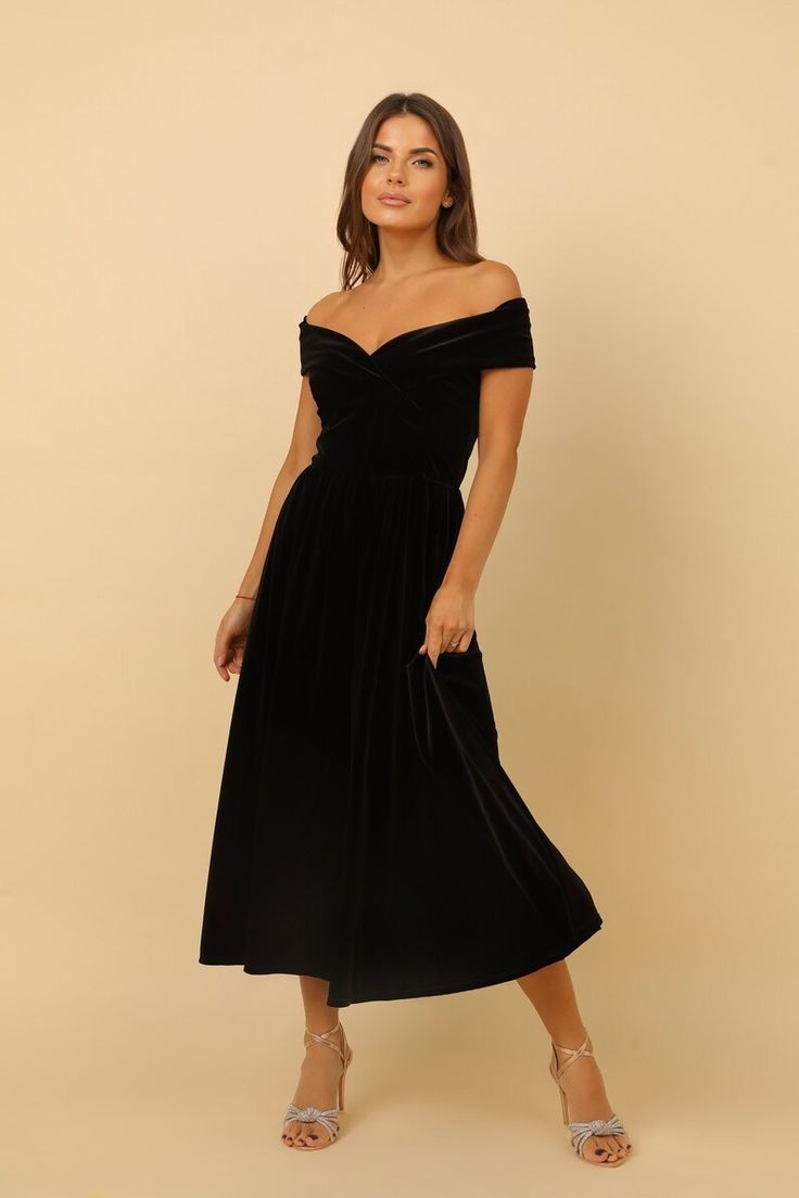 Margot Velvet Midi Dress Black 1