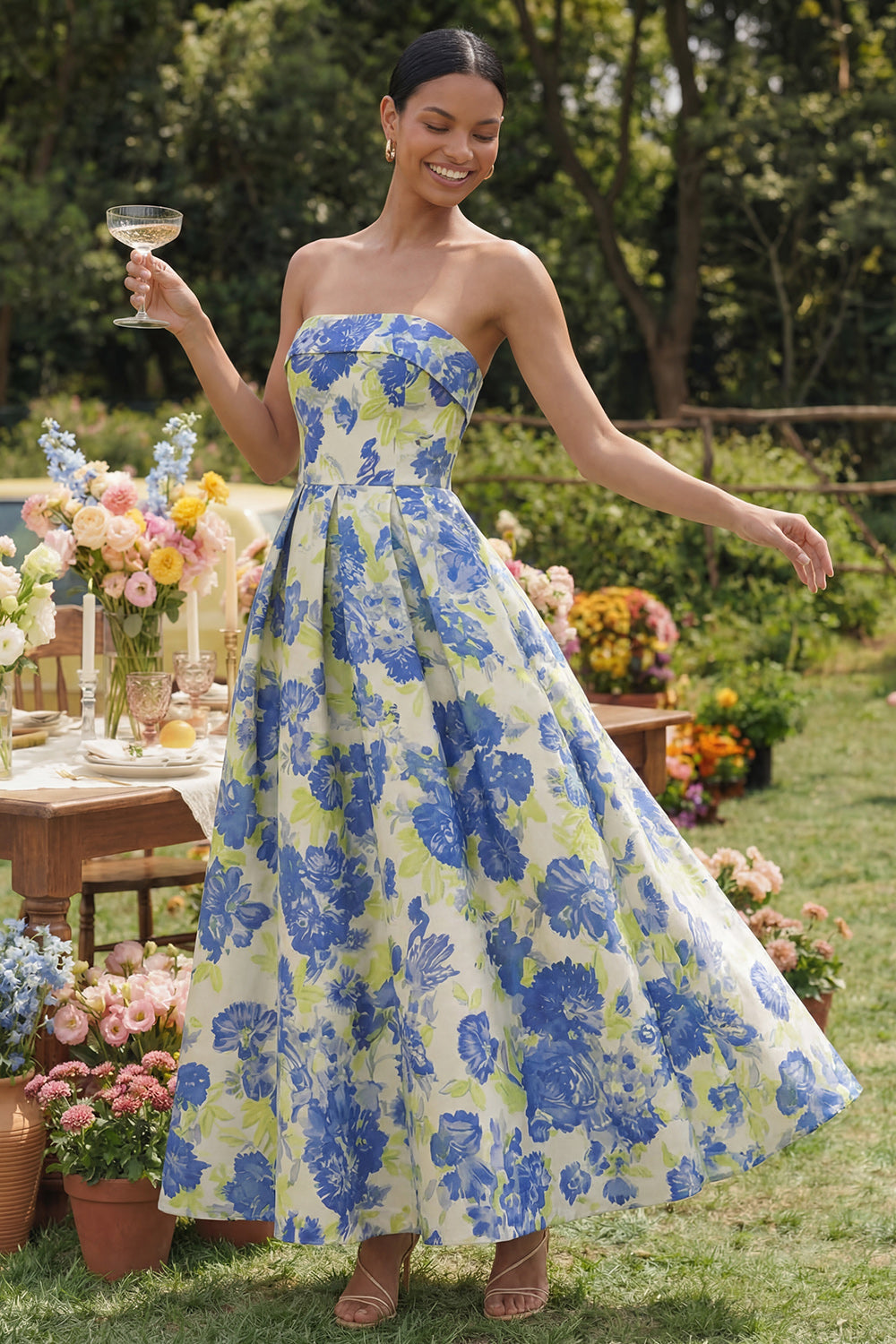 Daphne Floral Maxi Dress Pink 1