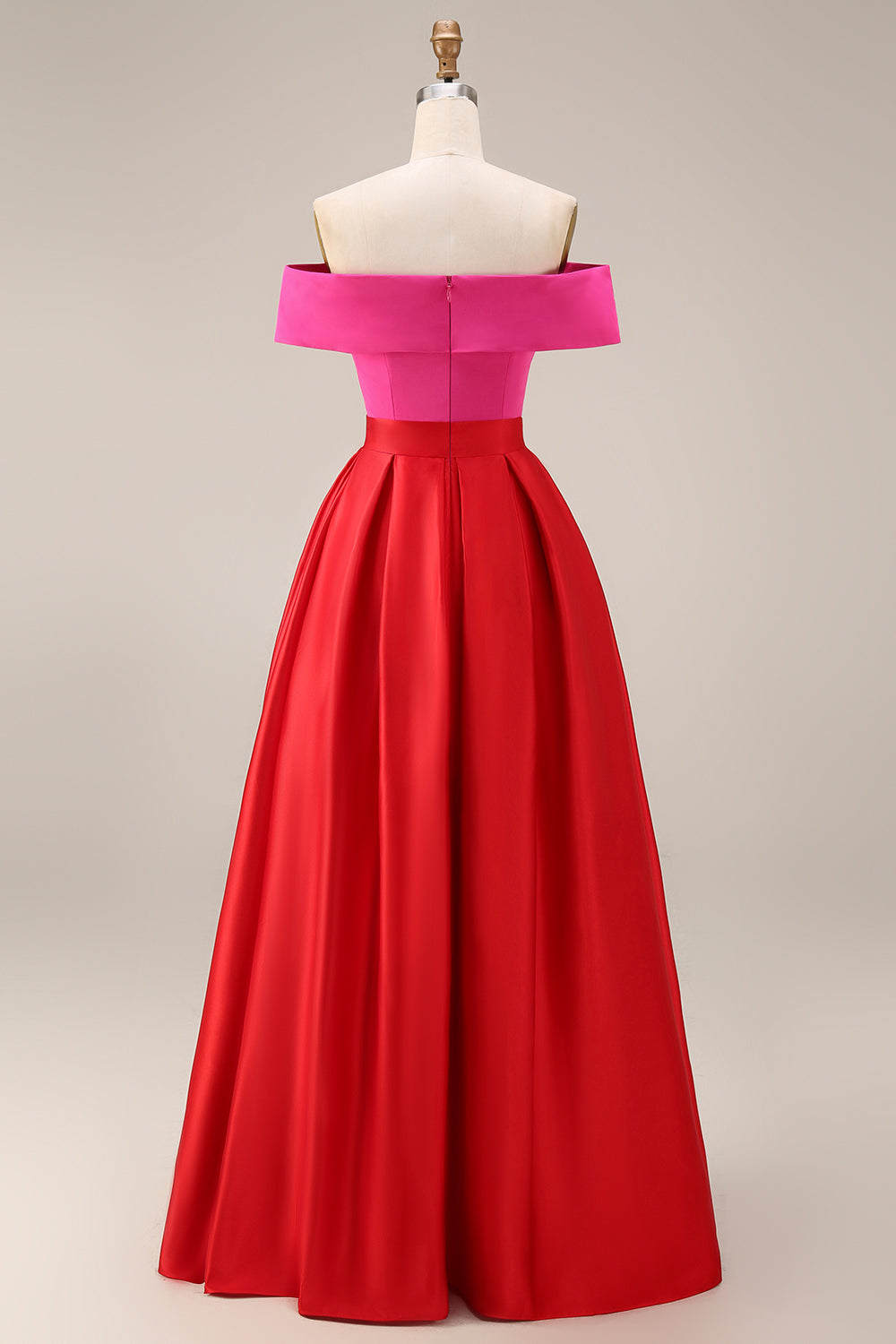 Valentina Off-Shoulder Color Block Midi Dress Red and Black 4
