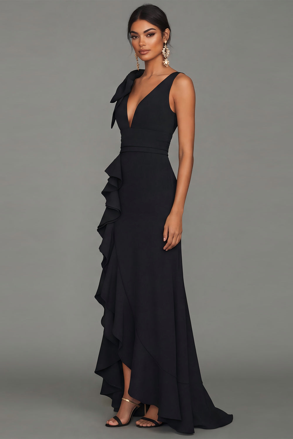 Valentina Ruffle Formal Gown Dusty Rose 3