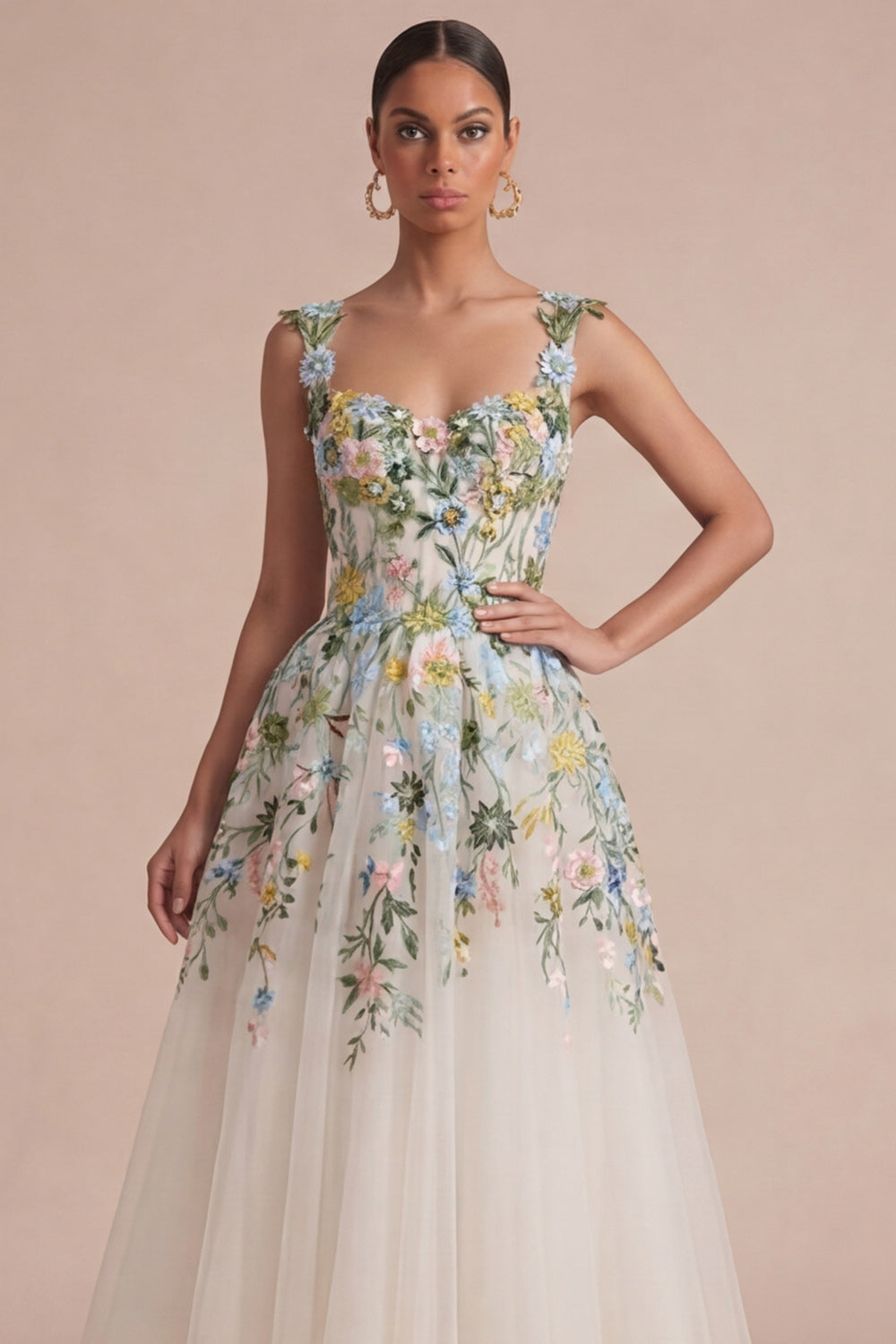 Isadora Floral Corset Midi Dress White 3