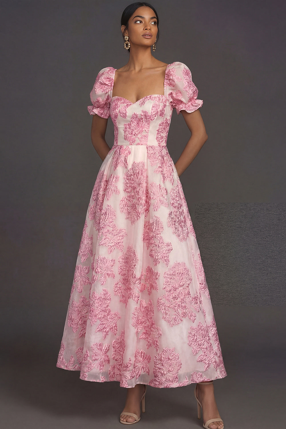 Valentina Jacquard A-Line Dress Pink 1