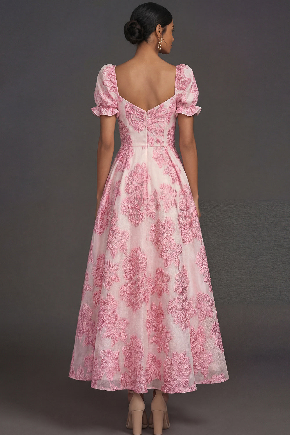 Valentina Jacquard A-Line Dress Pink 2