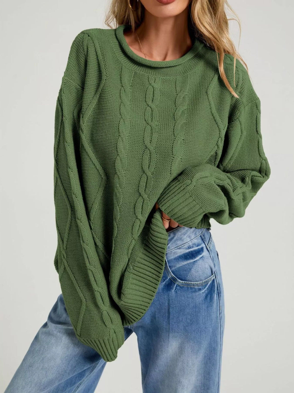 Margot Cable Knit Sweater in Brown Black 4