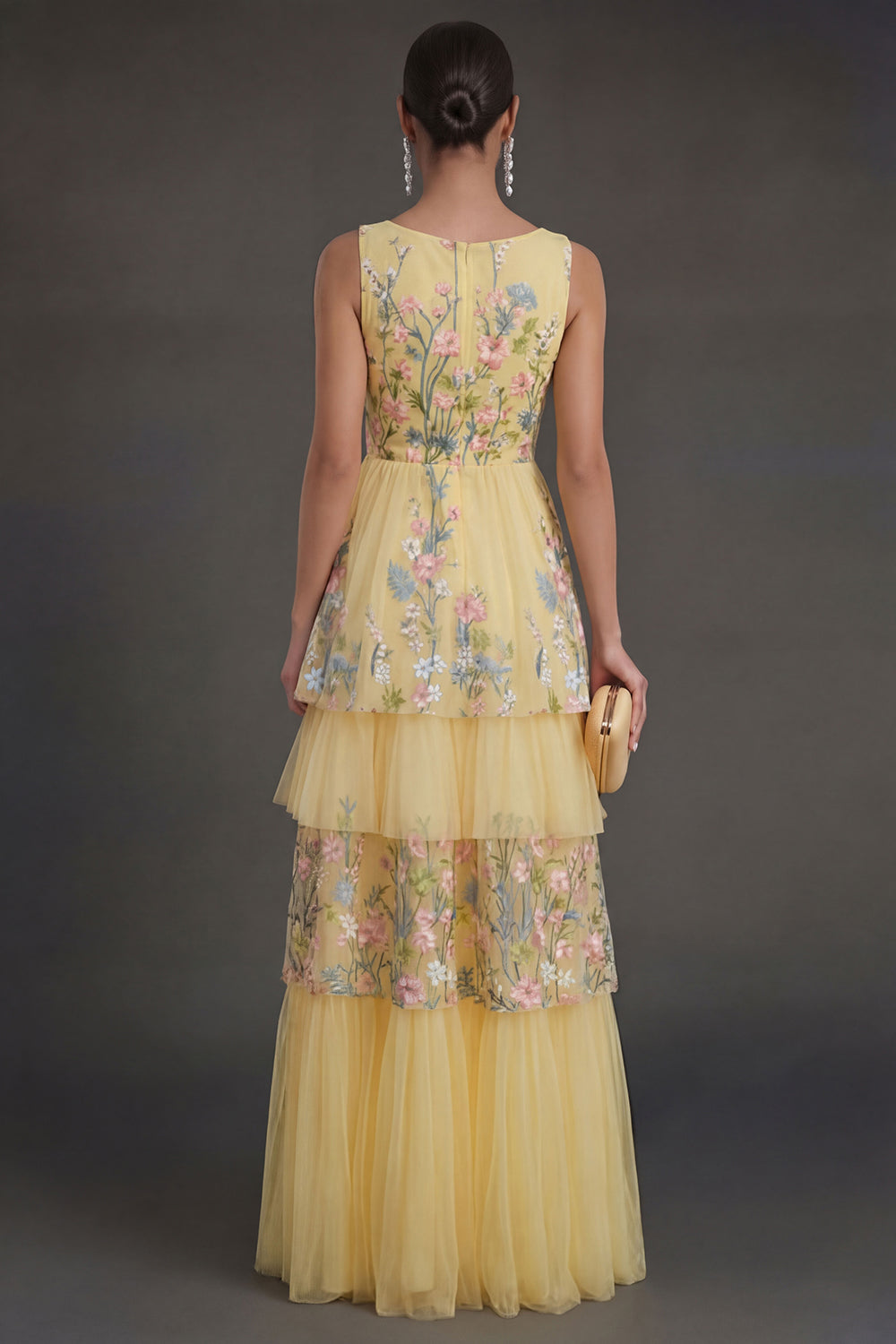 Margot Tiered Floral Maxi Dress Yellow 2